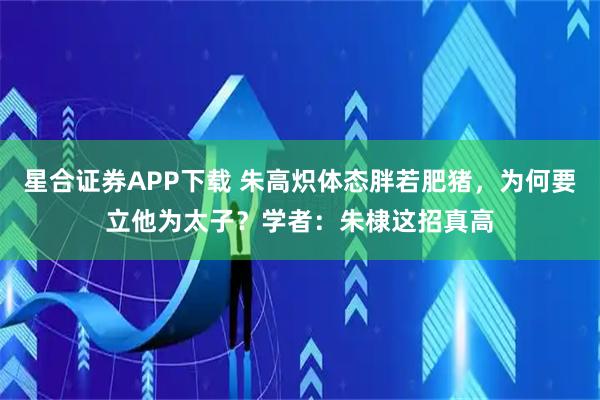 星合证券APP下载 朱高炽体态胖若肥猪，为何要立他为太子？学者：朱棣这招真高