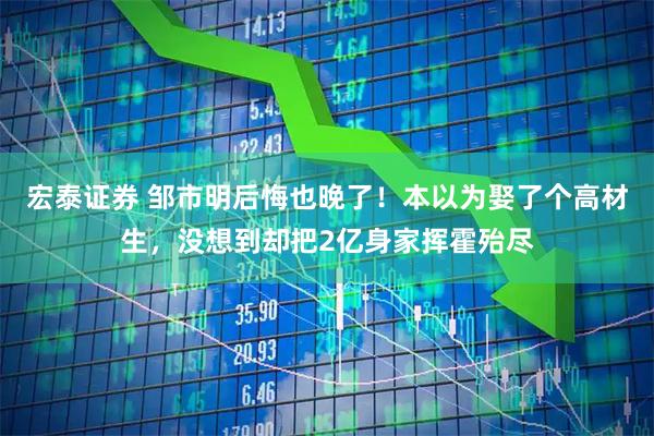 宏泰证券 邹市明后悔也晚了!本以为娶了个高材生,没想到却把2亿身家挥霍殆尽