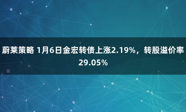 蔚莱策略 1月6日金宏转债上涨2.19%，转股溢价率29.05%